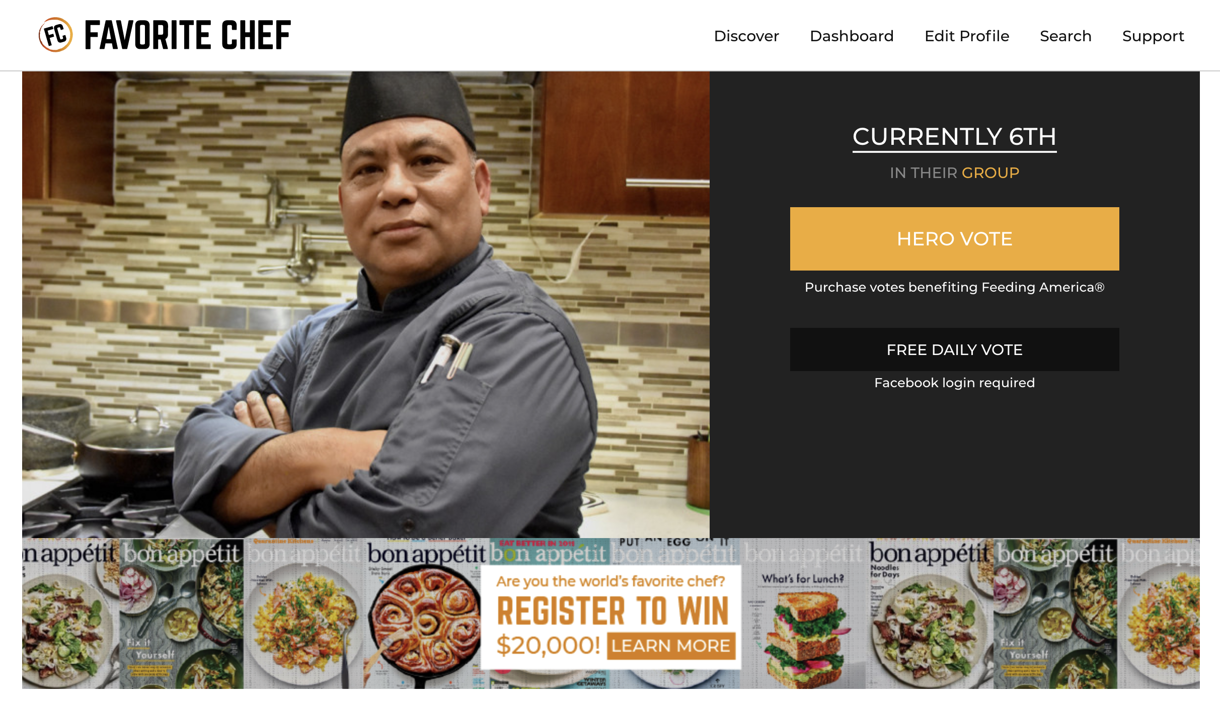 Chef Thapa short listed for Favorite Chef Contest, voting line open now.